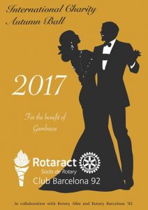 El Rotaract Club Barcelona ‘92 tiene el placer de invitaros al Baile Internacional Benéfico de Otoño a beneficio de Gambasse.