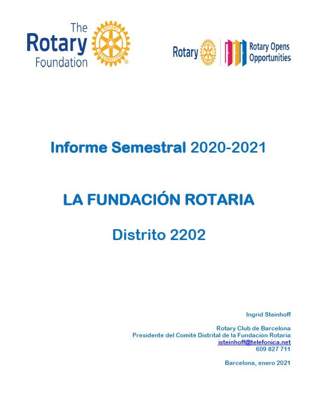 Informe Semestral 2020-2021" Comité Distrital La Fundación Rotaria D.2202